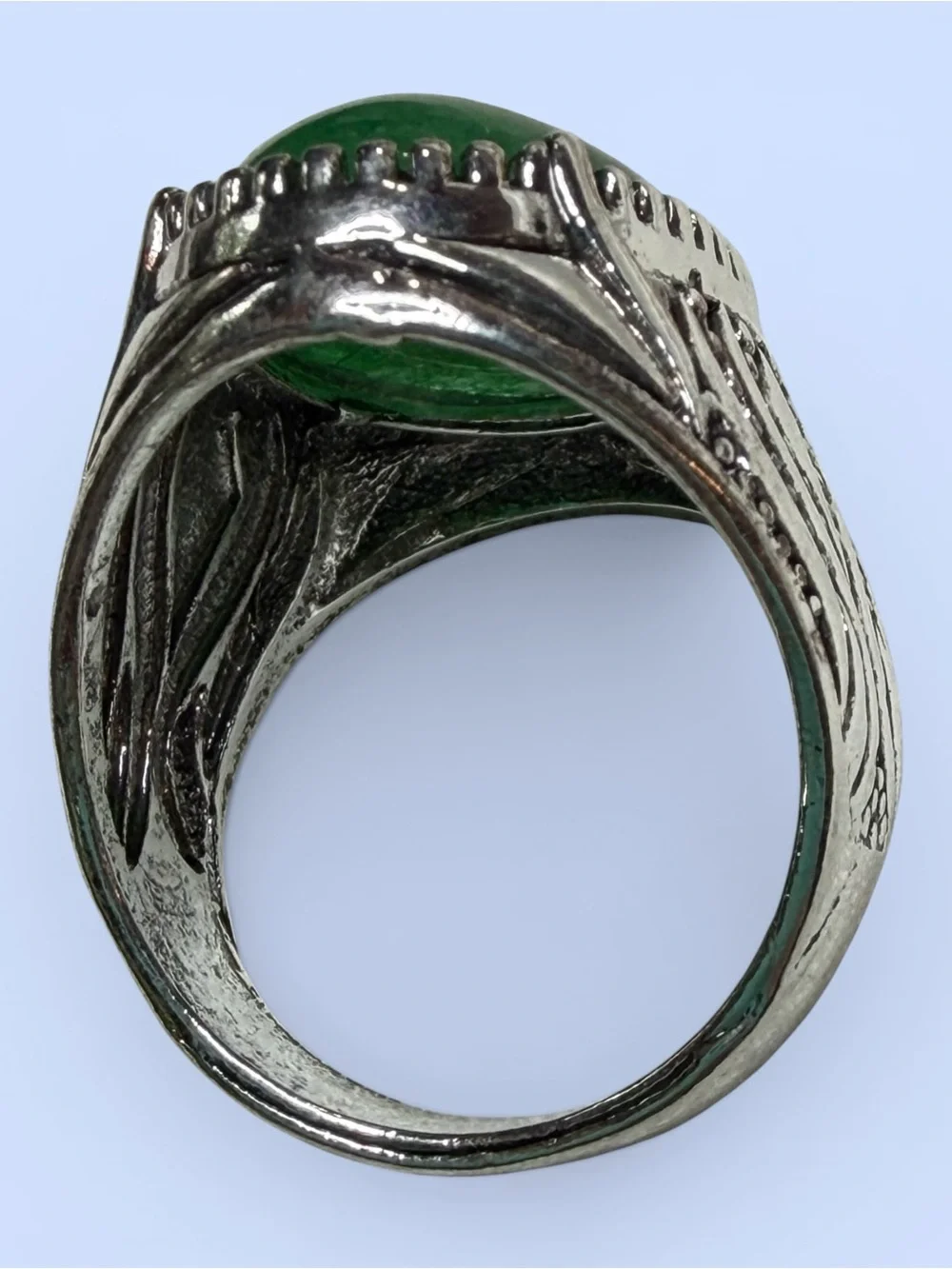 Shamrock Green Cabochon Jade Ring size 8 Unisex